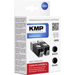 KMP tinta zamijenjen Canon PGI-550BK, PGI-550BK XL kompatibilan 2-dijelno pakiranje crn C89D 1518,0021