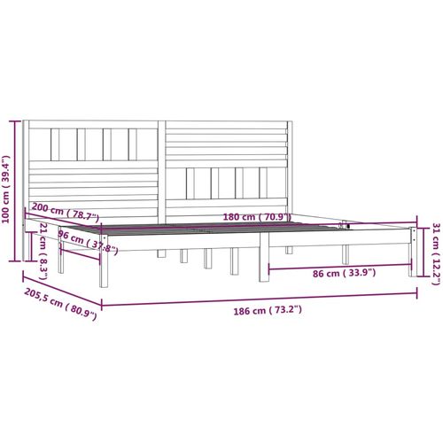 Okvir za krevet od borovine sivi 180 x 200 cm 6FT Super King slika 18