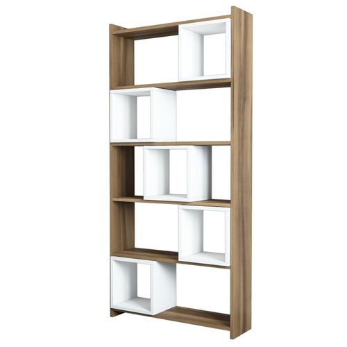 Woody Fashion Polica za knjige, Box - Walnut, White slika 4