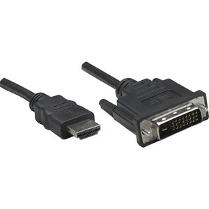 Manhattan HDMI / DVI adapterski kabel HDMI A utikač, DVI-D 24+1-polni utikač 1.00 m crna 322782  HDMI kabel