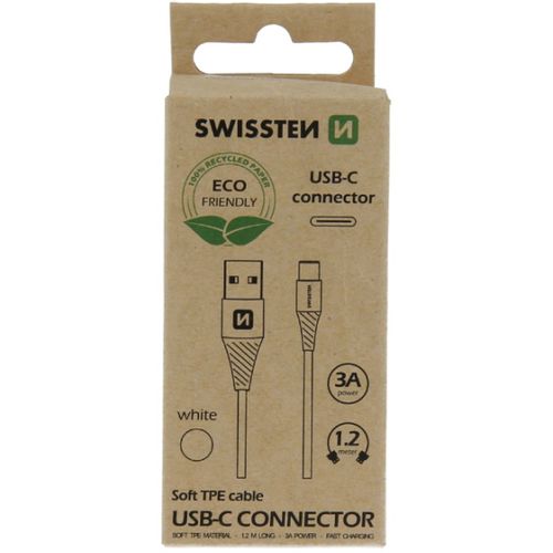 SWISSTEN kabel USB/microUSB, 1.2m, 3A, ECO pakiranje, bijeli slika 1
