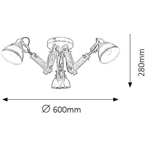 Rabalux Aksel plafonska lampa E14 3x15W, drvo/crna Industrijska rasveta slika 2