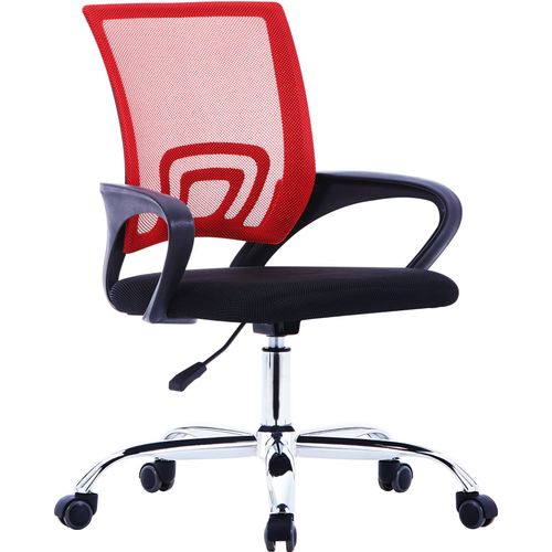 Uredska stolica od tkanine s mrežastim naslonom crvena slika 1