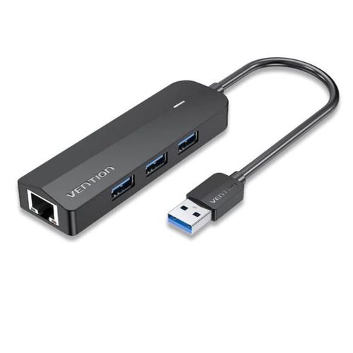 Vention 3-Port USB 3.0 Hub with Gigabit Ethernet Adapter 0,15m Black slika 1