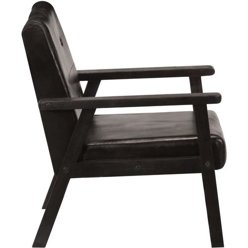 Fotelja od prave kože crna slika 5