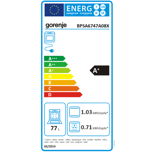 Gorenje ugradbena pećnica BPSA6747A08X slika 6