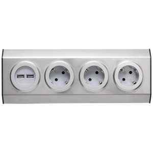 home Strujni razdjeljnik sa 3 utičnice + USB, INOX - KNV 03/USB