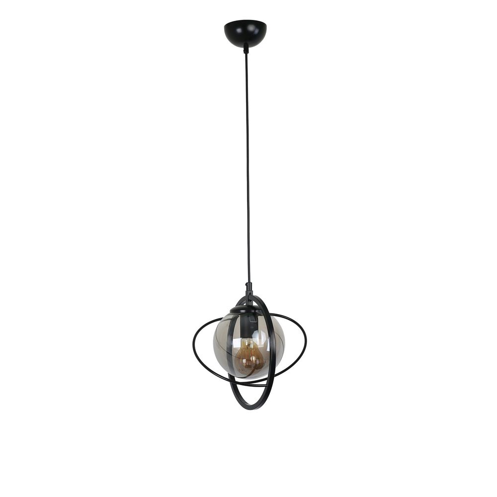 Nepal Tekli Siyah Füme Camlı Sarkıt Lampa - BlackFume Chandelier slika 2