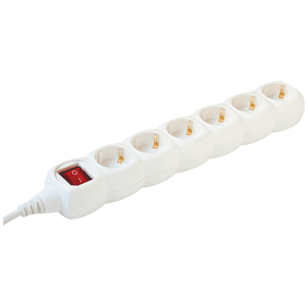 home Produžni kabl, 6 utičnice, prekidač, 1.5mm², 3 met, bijeli - NV 6K-3/WH/1,5 slika 1