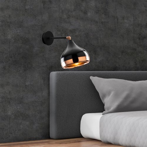 Opviq Zidna lampa WALLITY crno- bakar, metal, 17 x 28 cm, visina 28 cm, promjer sjenila 17 cm, visina 16 cm. E27 40 W, Yıldo - 6901 slika 2