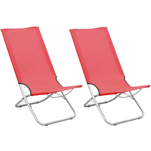 Sklopive stolice za plažu od tkanine 2 kom crvene slika 1