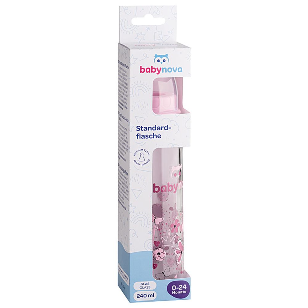 BABY NOVA Staklena flašica za bebu 0m+ 240ml, Pink slika 3