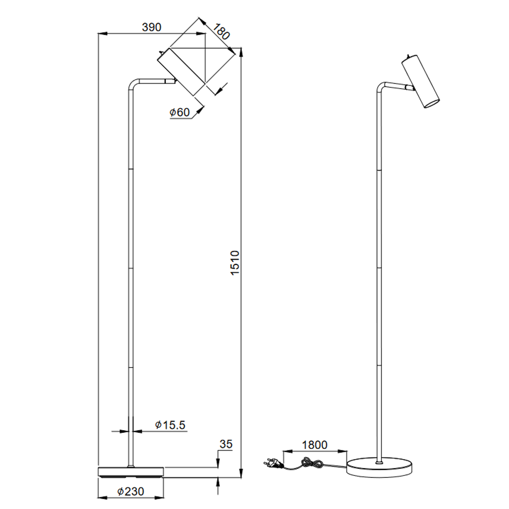 MARLEY PODNA LAMPA MAT CRNO slika 5