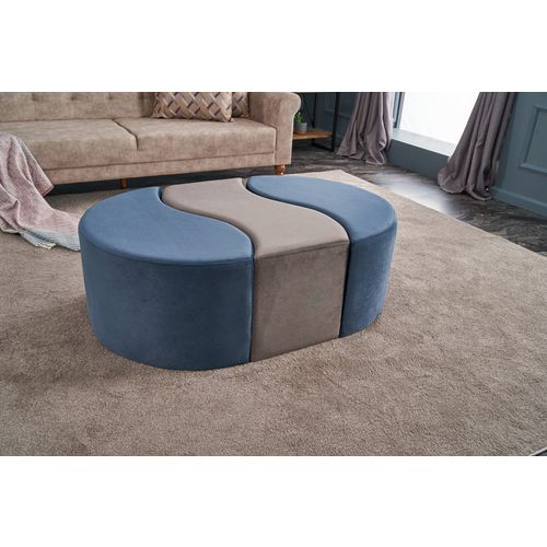 Atelier Del Sofa Tabure, Plava Mink, Alya Puf - Blue, Mink slika 3