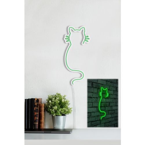 Wallity Ukrasna plastična LED rasvjeta, Cat - Green slika 2