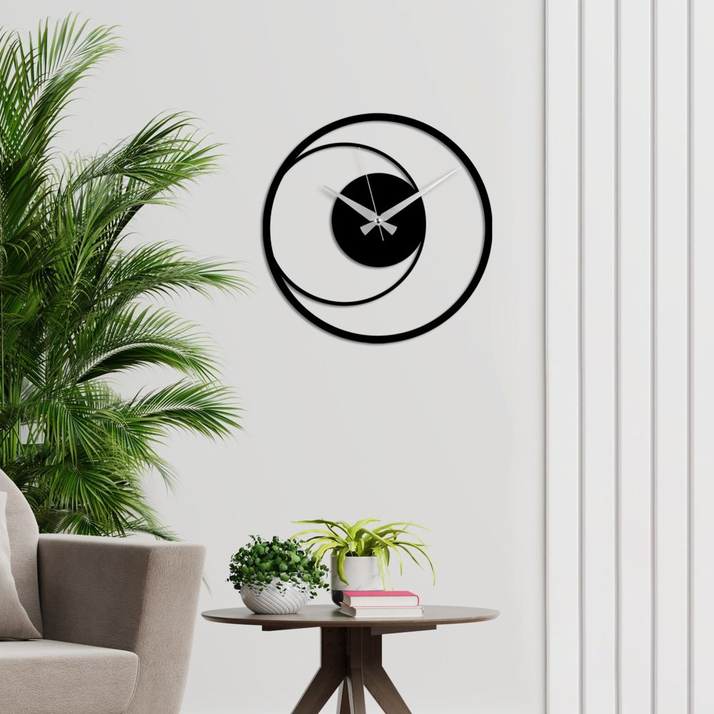 Decorative metal wall clock Circle 15, colour: black slika 3