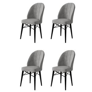 Ritim - Sivi, Crni Set Stolica (4 Komada)
