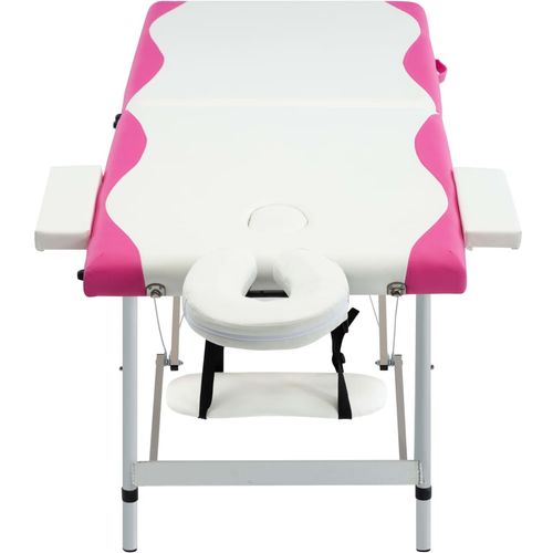 Sklopivi masažni stol s 2 zone aluminijski bijelo-ružičasti slika 17