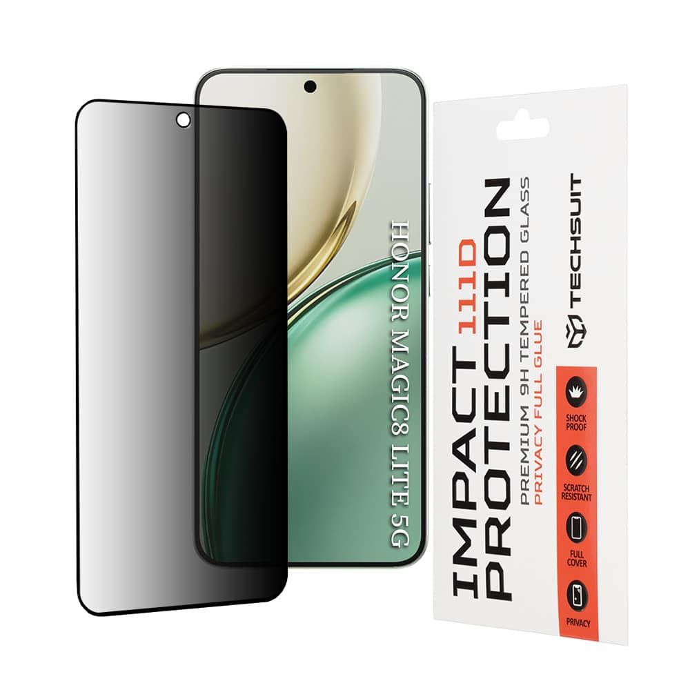 Techsuit – 111D Privacy Full Glue kaljeno staklo za Honor Magic8 Lite – crno slika 1