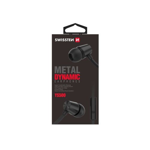 SWISSTEN slušalice + mikrofon, In-ear, metalne, crne DYNAMIC YS500 slika 1