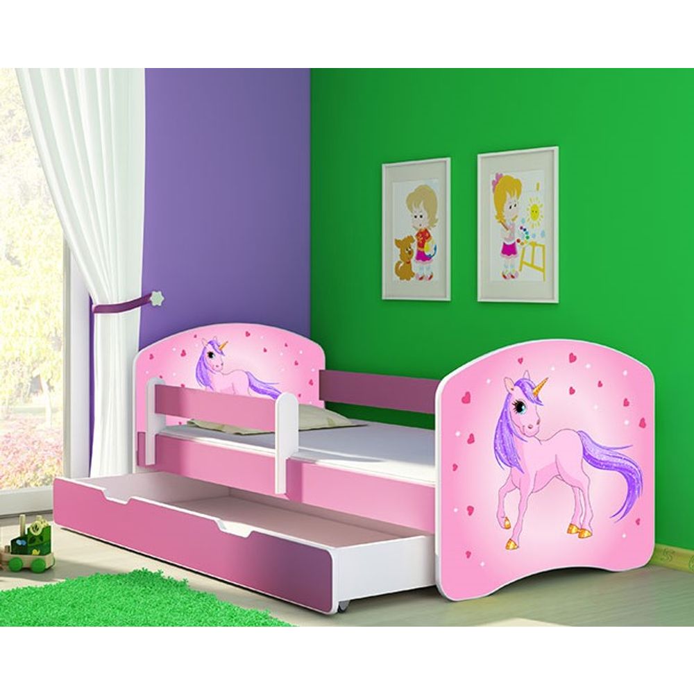 ACMA Dječiji krevet Acma II sa ladicom Pink - 140x70cm - Dezen 17 slika 1