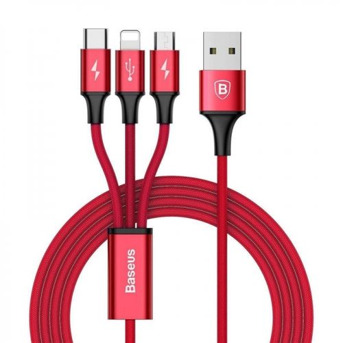 Baseus kabel 3v1 USB Rapid crveni, 3A, 1.2M slika 1
