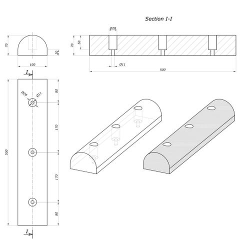 Segmentni odbojnik - bokobran dužine 500mm slika 6