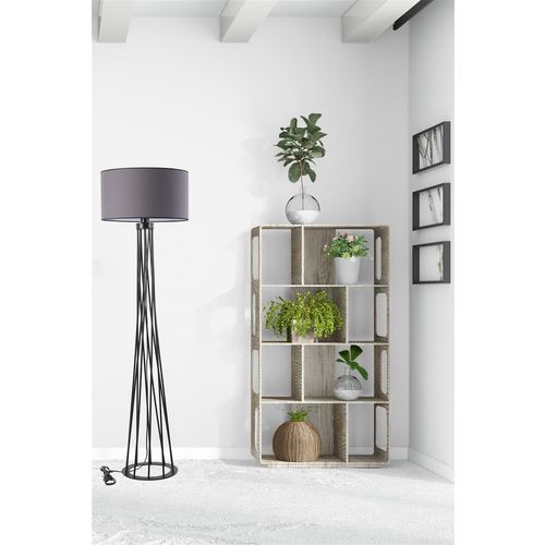 Havin Lambader Siyah Ayak Silindir Koyu Gri Abajurlu Dark Grey Floor Lamp slika 1