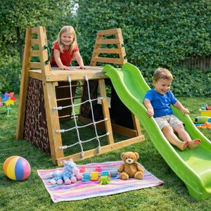Kinder Home Drvena penjalica sa toboganom, 285×152×123cm