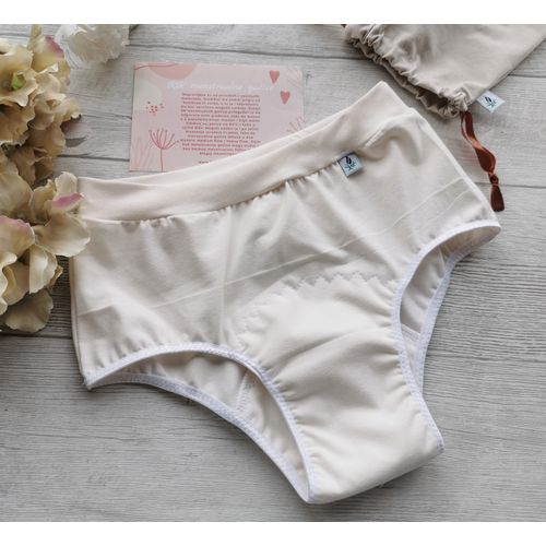 Menstrualne gaćice MEDIUM flow (srednje upijanje), high waist, bijele slika 1