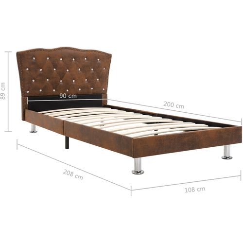 280542 Bed Frame Brown Faux Suede Leather 90x200 cm slika 13