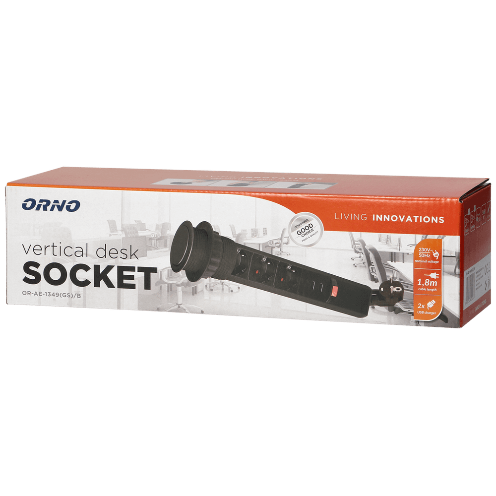 Orno Produžni kabel sa 3 x Schuko utičnice + 2 x USB, ugradbena - OR-AE-1349(GS)/B slika 2