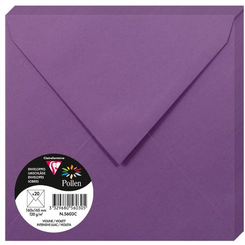 Clairefontaine kuverte Pollen 165x165mm 120gr intensive lilac 1/20 slika 1