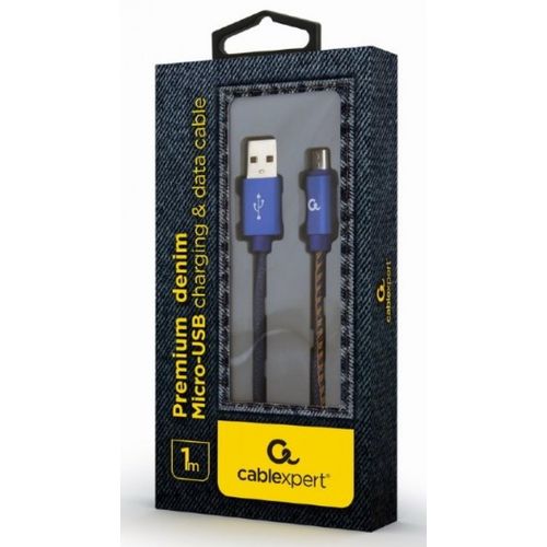 CC-USB2J-AMmBM-1M-BL Gembird Premium jeans (denim) Micro-USB cable with metal connectors, 1 m, blue slika 2