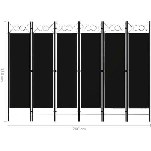 Sobna pregrada sa 6 panela crna 240 x 180 cm slika 12