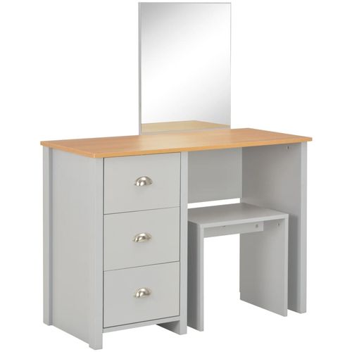 Toaletni stolić s ogledalom i stolcem sivi 104 x 45 x 131 cm slika 20