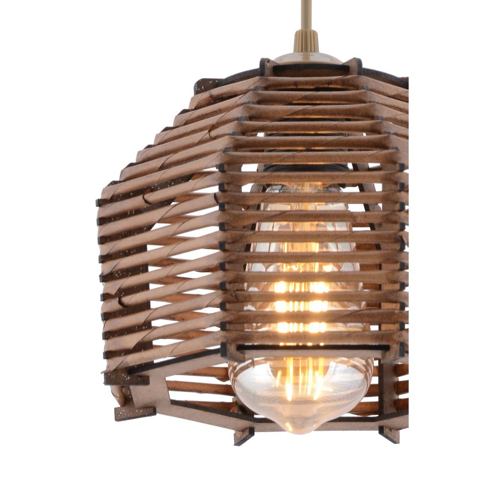 Luster Sare Brown sa Drvenim Tijelom slika 2