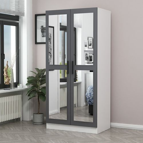 Woody Fashion Garderoba, Kale Mirror Anthracite White - 190 slika 1