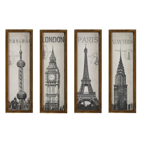 KZM388 BrownWhiteBlack Decorative Framed MDF Painting (4 Pieces) slika 2