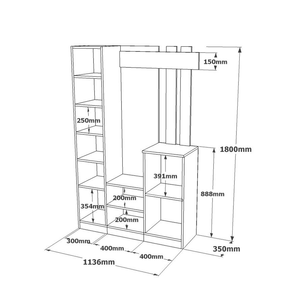 Dd7-Aa Atlantic Pine Anthracite Hall Stand slika 7