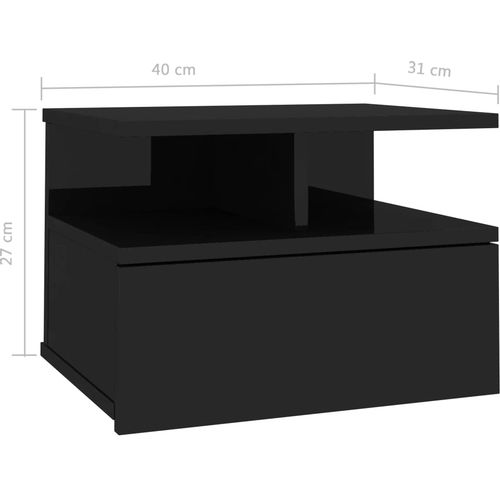 Viseći noćni ormarići 2 kom sjajni crni 40x31x27 cm iverica slika 14