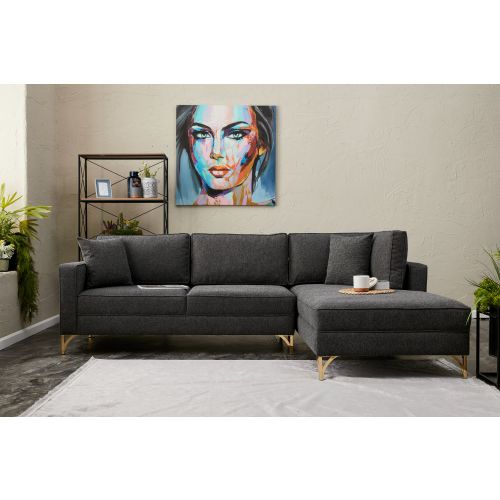 Atelier Del Sofa Kutna garnitura, Antracit Zlato, Berlin Right - Anthracite, Gold slika 1