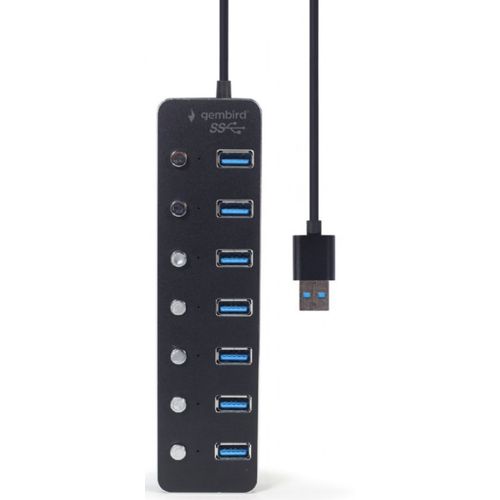 UHB-U3P7P-01 Gembird 7-port USB 3.1 (Gen 1) hub with switches, black slika 3