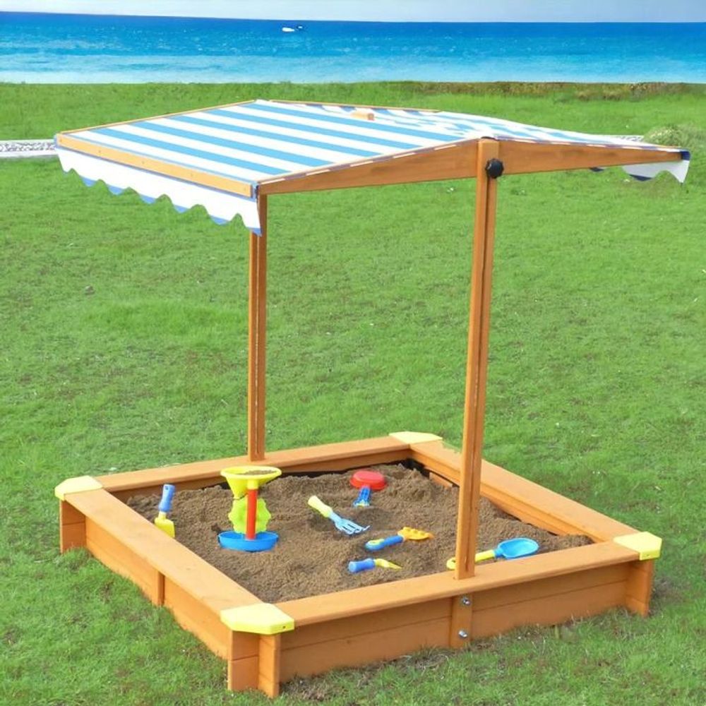 Kinder Home Drveni pješčanik sa podesivom tendom, 118х118cm slika 6