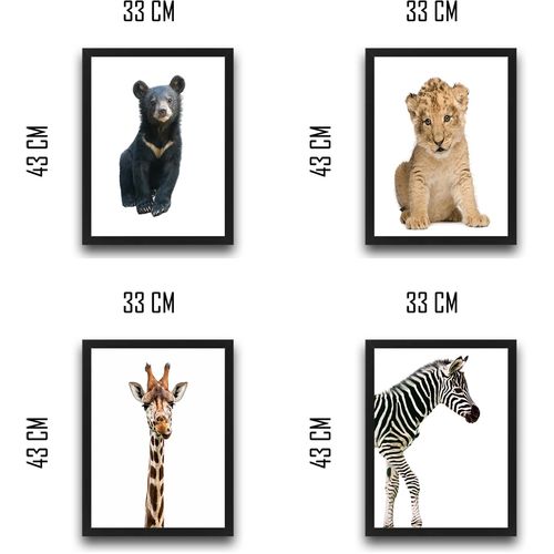 Wallity Uokvirena slika (4 komada), Cute Animals Set slika 3