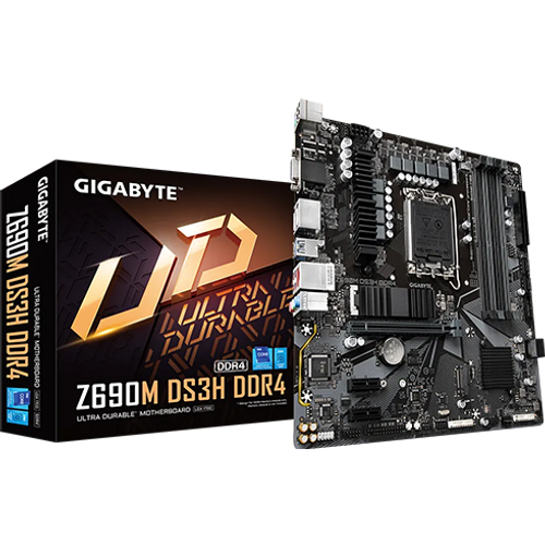 Gigabyte Z690M DS3H DDR4 LGA1700, Intel Z690 Chipset, DDR4, 4 DIMMs​, Supports 12th Gen Intel Core Series Processors​, Fast 2.5 GbE LAN with Bandwidth Management​, 2 x Ultra-Fast NVMe PCIe 4.0 x4 M.2 with Thermal Guard​ slika 1