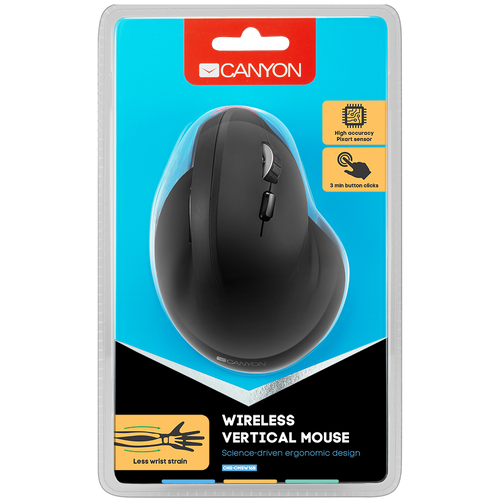 CANYON MW-16 wireless Vertical mouse, USB2.4GHz, Optical Technology, 6 number of buttons, USB 2.0, resolution: 800/1200/1600 DPI, black, size: 86*115*71mm,90g slika 5