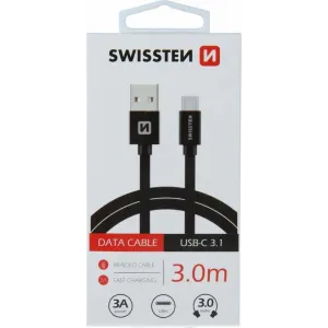 Swissten kabl USB/Type C 3,0m crna