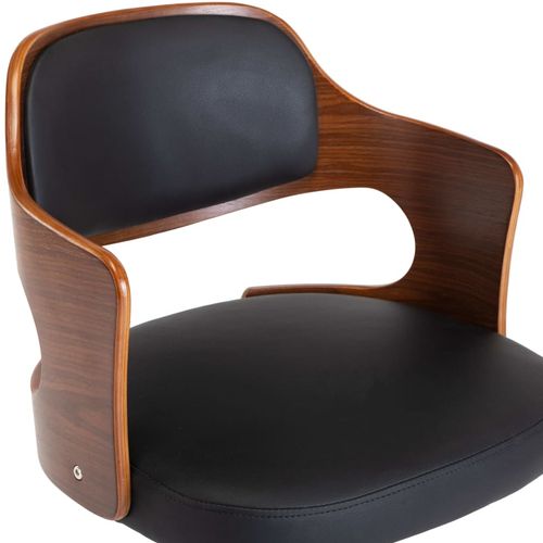 Okretna uredska stolica od savijenog drva i umjetne kože crna slika 27