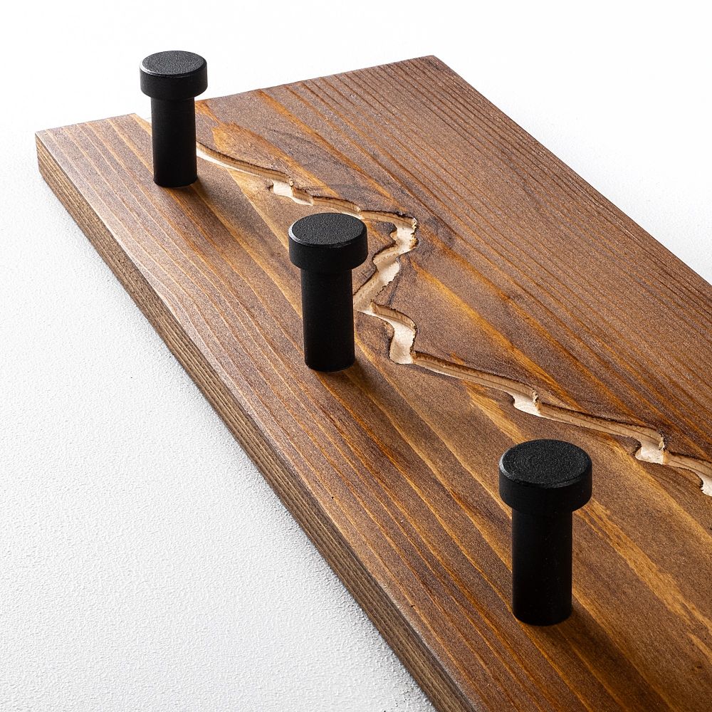 Wooden wall hook Mountain 2, colours: walnut, natural slika 6